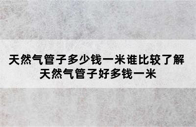 天然气管子多少钱一米谁比较了解 天然气管子好多钱一米